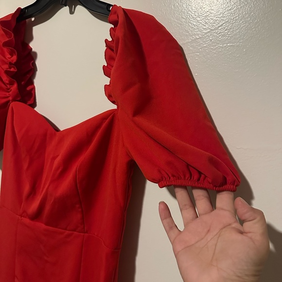 Trendyol Red Midi Dress with Puff Sleeves - Picture 8 of 16